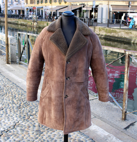 Cappotto pelle montone marrone - montone,
