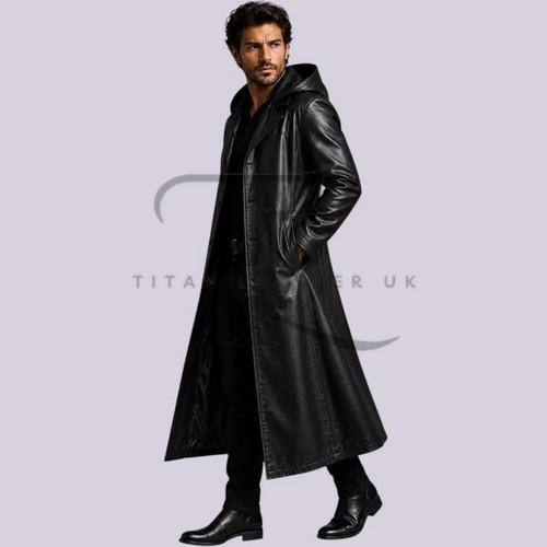 Trench coat uomo nero con