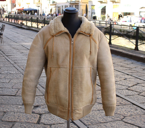 Giubbotto bomber montone beige - giubbotto,