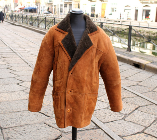 Cappotto pelle montone marrone - pelle,