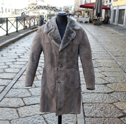 Cappotto pelle montone - montone, grigio
