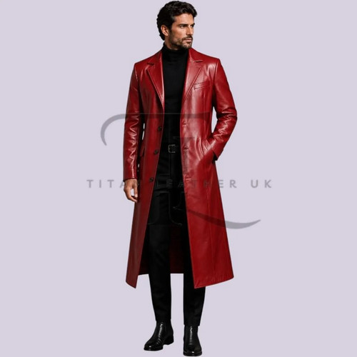 Cappotto trench uomo rosso